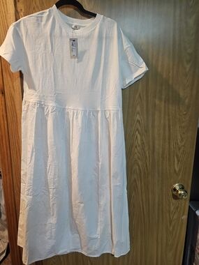 River Island White Short Sleeve Midi Tiered Dress
